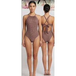 ◇30 MSRP $40 NWT FUTURE COLLECTIVE ANIMAL PRINT HALTER SWIMSUIT ♡SIZE L♡